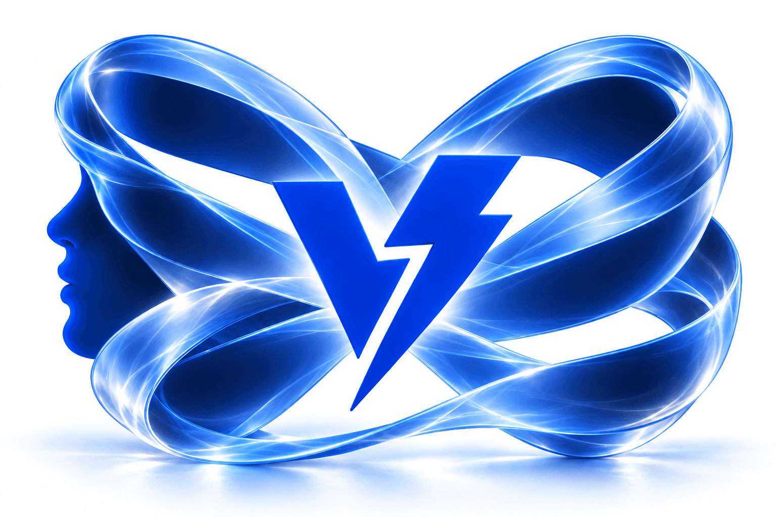 The ViaVinco mark surrounded by satin blue infinity ribbons.